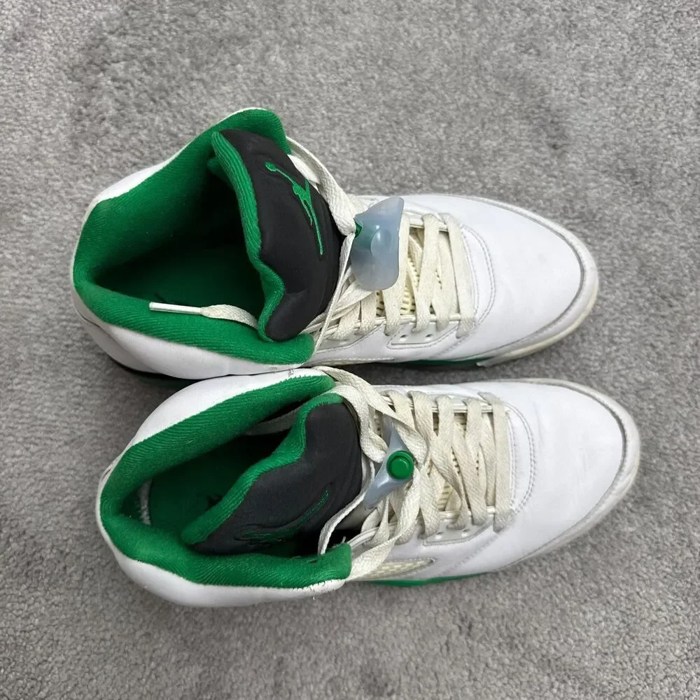 Nike Air Jordan 5 Retro Basketball Sneakers Shoes Mens 11.5 Lucky Green White